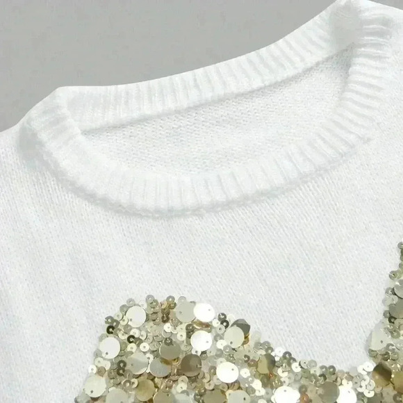 Women's Luxurious stylish Sequin detailed Long Sleeve Sweater top - Picture 5 of 9